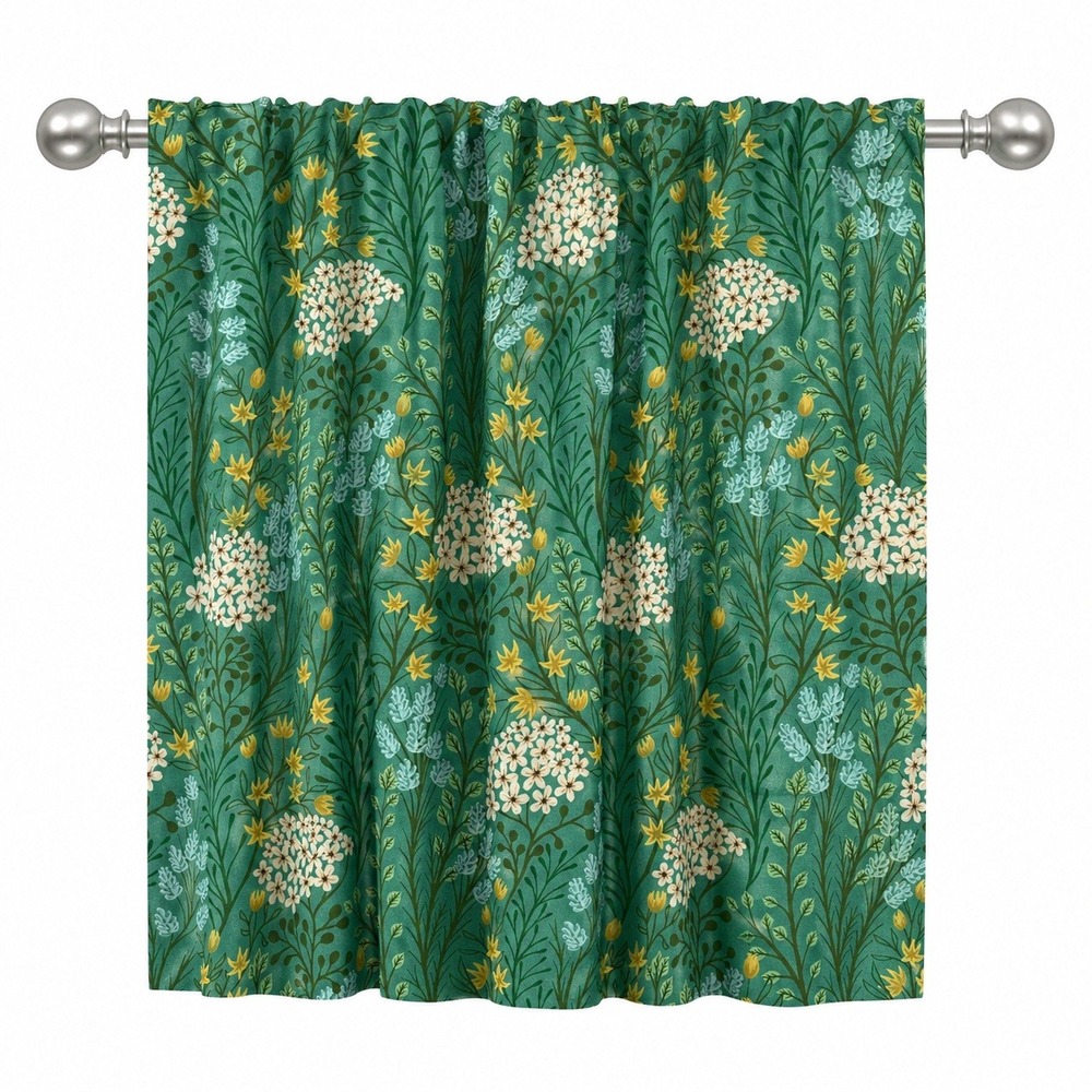 Ambesonne Green Floral Botanical 2-Panel Curtain Set Rod Pocket 56x95 Microfiber